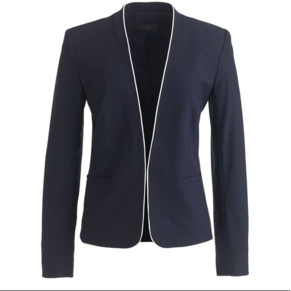 NWT J. Crew Navy and White Tipped Blazer in Italian Wool